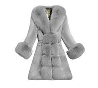 Generisch - Abrigo de invierno de piel para mujer, forro polar para mujer, chaqueta artística cálida de felpa con forro para invierno, cómodo y suave, chaqueta térmica elegante, gris, 5XL