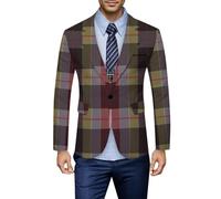 Generisch Abrigo de invierno para hombre - Abrigo de invierno para hombre, cuello vuelto impreso, manga larga, traje de ocio, abrigo con bolsillo con botones, café, L