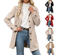 Generisch Abrigo de invierno para mujer, abrigo largo, gabardina, estilo moderno y sencillo, abrigo cálido de invierno, adecuado para las compras diarias y viajes de trabajo, beige, XXL