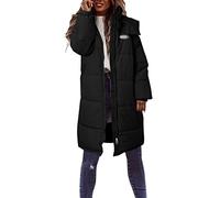 Generisch Abrigo de invierno para mujer Abrigo sólido casual Chaqueta con forro de algodón con chaleco bolsillo con cremallera abrigo de manga larga suelta, Negro , L