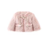 Generisch Abrigo de invierno para niñas Cozy Faux Long Sleeve Crew Neck Dress Coat Baby Girl, Rosa., 5-6 años