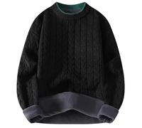 Generisch Abrigo de punto de invierno para hombre con cuello redondo, suéter de estudiante de moda de calidad básica, cómodo compañero diario, Negro , 4XL