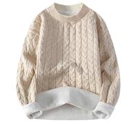 Generisch Abrigo de punto de invierno para hombre con cuello redondo, suéter de estudiante de moda de calidad básica, cómodo compañero diario, Wh2., L