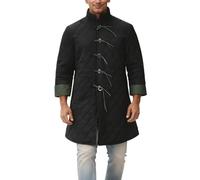 Generisch Abrigo largo acolchado de estilo histórico para hombre - Chaqueta acolchada con cuello alto y cierres de mordaza | Abrigo Gambeson de inspiración medieval, Style_h01 Negro, XXL