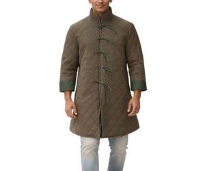 Generisch Abrigo largo acolchado de estilo histórico para hombre - Chaqueta acolchada con cuello alto y cierres de mordaza | Abrigo Gambeson de inspiración medieval