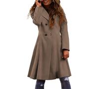 Generisch Abrigo largo de invierno 2026 Chaqueta de gabardina de doble botonadura engrosada de tela mixta de talla grande con cinturón para ropa exterior de moda en clima frío, marrón, XL
