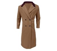 Generisch Abrigo largo de lana de invierno de talla grande Gabardina cruzada engrosada para hombre, marrón, XL