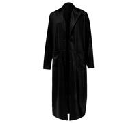 Generisch Abrigo largo de terciopelo para mujer, estilo plumero, chaqueta abierta con cuello de solapa y bolsillos, elegante cárdigan para un look especial, Style_w01 Negro, L