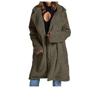 Generisch Abrigo largo no tejido para mujer, chaqueta delgada informal cálida con diseño de manga larga para los días fríos, verde, 3XL