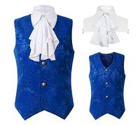 Generisch Abrigo medieval de Halloween para hombre, de longitud media, punk, con capa de caballero, para fiesta, concierto de rock, LARP, carnaval, Navidad, regalo (azul, M)