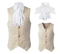 Generisch Abrigo medieval de Halloween para hombre, de longitud media, punk, con capa de caballero, para fiestas, conciertos de rock, LARP, carnaval, Navidad, regalo, (blanco, M)