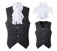 Generisch Abrigo medieval de Halloween para hombre, de longitud media, punk, con capa de caballero, para fiestas, conciertos de rock, LARP, carnaval, Navidad, regalo (negro, L)