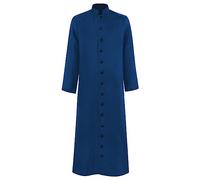 Generisch Abrigo militar para hombre con cuello alto Matrix Neo Party Outfit chaqueta larga gabardina romano clero sotano púlpito trajes Cosplay Vestment pastor iglesia carnaval viking, azul, 3XL