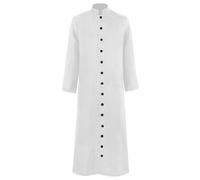Generisch Abrigo militar para hombre con cuello alto Matrix Neo Party Outfit chaqueta larga gabardina romano clero sotano púlpito trajes Cosplay Vestment pastor iglesia carnaval viking, Blanco, XL