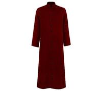 Generisch Abrigo militar para hombre con cuello alto Matrix Neo Party Outfit chaqueta larga gabardina romano clero sotano púlpito trajes Cosplay Vestment pastor iglesia carnaval viking, rojo, 3XL