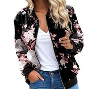 Generisch Abrigo rojo vino para mujer para mujer, chaqueta ligera casual con cremallera, abrigo con estampado floral de leopardo, cuello alto, cinturón corto deportivo para abrigo para mujer, Rosa