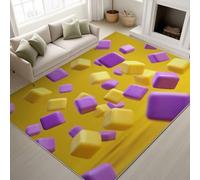 Generisch Abstracto Primer Plano Lavable Alfombra Minimalista Moderna Suave 3D Morado Cuadros Antideslizante Alfombra para Decoración Dormitorio Habitación Habitación Salón 80 x 150 cm
