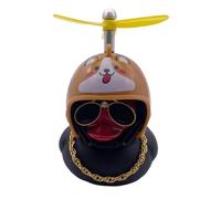 Generisch Accesorios para coche - de coche pequeño | Pato de goma con sombrero de hélice, para salpicadero de coche, decoración de coche, moto y bicicleta