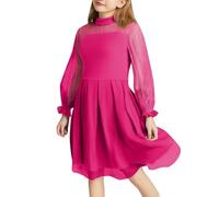 Generisch Acero inoxidable conjunto vestido de niña color contraste malla manga larga niños enagua, RD2., 14 años