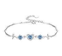 Generisch Acero Mm Perla Frases Anillos Pulsera de Regalo de Estudiante Azul Natural Mamá Cuarzo Joyería, talla única, Plata