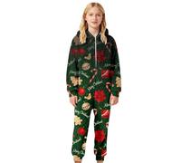 Generisch Acogedor Mono De Forro Polar Con Para Niñas, Traje De Navidad Ideal Niños 2025 Dear Santa Vestido De Navidad Niñas Mono Niño, Verde oscuro., 1-2 años