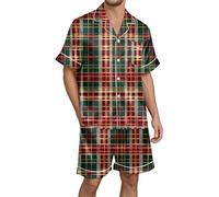 Generisch Acogedor pijama de manga corta con botones para noches festivas, horas relajadas en tu propia casa, verde, L