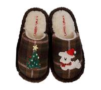 Generisch Acogedoras zapatillas de mujer con estampado de cuadros bordados para una calidez elegante y una comodidad acogedora en tu propia casa, marrón, 39 EU