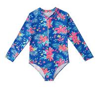 Generisch Adorable traje de baño de playa de manga larga con estampado floral para niñas con protección de material de secado rápido ideal para nadar al aire libre ofrece un ajuste perfecto, azul