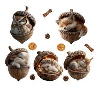 Generisch Adornos de madera de animales de bosque, adornos navideños cozy forestales, 2D acrílico Woodland Animal Decorations, Rústico Cono de Pino, Decoraciones colgantes para árbol de Navidad