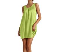 Generisch Ärmelloses Sommerkleid mit Satinkragen, lässig, Ideal für Zuhause Oder als Nachthemd. (Green, M)