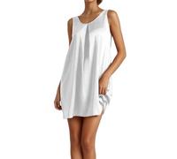Generisch Ärmelloses Sommerkleid mit Satinkragen, lässig, Ideal für Zuhause Oder als Nachthemd. (White, M)