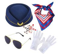 Generisch Air Hostess - Guantes para boina | Uniforme Set - Accesorios de Costume Attendant - Transformación efectiva a través de aspecto retro, calidad de diseño, accesorios de arte, seguros y
