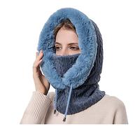 Generisch Al aire libre cálido montar cara a prueba de frío integrado a prueba de frío sombrero máscara mujeres babero gorra hombres capucha negro, marine, Talla única