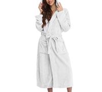 Generisch Albornoz hombre mujer algodón albornoz con bolsillos capucha y cinturón microfibra alta calidad batas invierno super absorbente para casa spa hotel, Blanco, XXL