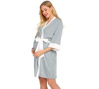 Generisch Albornoz para mujer, corto, embarazo, suave, camisón para lactancia con cinturón, maternidad, ropa de noche, bata de dormir, O gris., XL