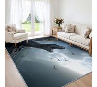 Generisch Alfombra con diseño de animales de fantasía y fácil cuidado, elegante elección, Tyrannosaurus Rex ruge acantilado de pelo corto, lavable, 120 x 170 cm, suave e ideal para salón, dormitorio