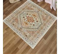 Generisch Alfombra Cuadrada, Vintage Gris Blanco Old Shabby Chic Floral Naranja, 140 x 140 cm, Área Rugs Room Decor Aesthetic Home Decoration for Women and Men Adults Teenagers,