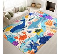 Generisch Alfombra de alta calidad 140 x 200 cm para dormitorio dibujos animados divertido animado tierno alegre tema océano arrecife coral animales alfombra alfombra antideslizante alfombra pasillo