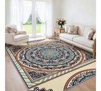 Generisch Alfombra de salón lavable 140 x 200 cm Boho Mandala | Alfombra para dormitorio, estampado étnico, suave, pelo corto, antideslizante, alfombra de salón, para habitación infantil