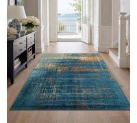 Generisch Alfombra grande para salón, abstracta moderna, azul y amarillo, 180 x 240 cm, lavable, alfombra para comedor, dormitorio, estudio, apartamento, decoración