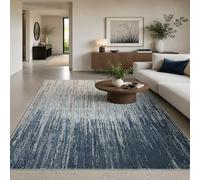 Generisch Alfombra grande para salón, moderna, abstracta azul, gris y blanco, 180 x 240 cm, lavable para comedor, dormitorio, estudio, apartamento, decoración