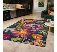 Generisch Alfombra grande para salón, moderna, colorida, diseño floral, naranja, rosa, verde, amarillo y azul, 180 x 240 cm, lavable para comedor, dormitorio, estudio, apartamento, decoración