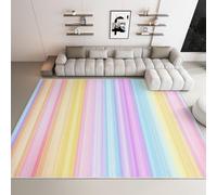 Generisch Alfombra infantil para sala de juegos para niña, 140 x 200 cm, multicolor arco iris, franela, lavable, antideslizante, antialérgica, para habitación infantil