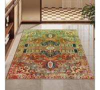 Generisch Alfombra multicolor vintage con estampado de flores de estilo Shabby Chic, color verde, 110 x 110 cm, para sala de estar, dormitorio, granja de fuego, alfombra de salón para pisos de madera