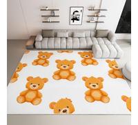 Generisch Alfombra para habitación de bebé, 160 x 230 cm, diseño de oso de peluche, color blanco, franela lavable, antideslizante, antialérgica, para habitación infantil