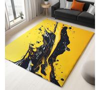 Generisch Alfombra para salón lavable de pelo corto, mullida y antideslizante para dormitorio comedor, pasillo, alfombra suave y duradera, estructura de mármol líquido abstracto, color amarillo, 180 x