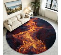 Generisch Alfombra redonda de 200 cm, multicolor, pelo corto, lavable, suave, antideslizante, volcán, lava, fluido, hipoalergénica, para salón, dormitorio, habitación de los niños, sala de juegos