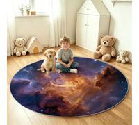 Generisch Alfombra redonda para el espacio, antideslizante, lavable, para dormitorio, universo, galaxia, niebla, fácil de limpiar, para salón, habitación infantil, oficina, 160 cm, color lila