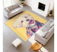 Generisch Alfombra suave linda y lavable alfombra de estilo Retrato de animales Alfombras perro maltés camisa amarillo mostaza resistente a la luz para entrada felpudo felpudo 60 x 90 cm