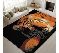Generisch Alfombra suave minimalista lavable moderna con diseño de animales Tigre Primer plano resistente a la luz para entrada felpudo 60 x 90 cm